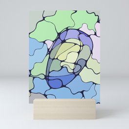 Pastel Abstract Mosaic Egg - Green Blue. Julie Series Mini Art Print