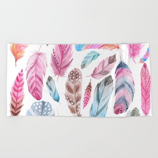 Watercolor coton Beach Towel
