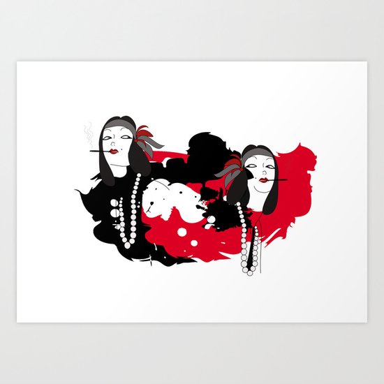 Smoking girls Art Print