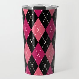 Pink And Black Argyle Diamonds Pattern Diamond Shape Tartan Quilt Knit Sweater Geometric  Travel Mug