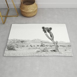 Vintage Desert Scape B&W // Cactus Nature Summer Sun Landscape Black and White Photography Rug