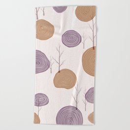 Autumn Tree Ring Pattern Beach Towel