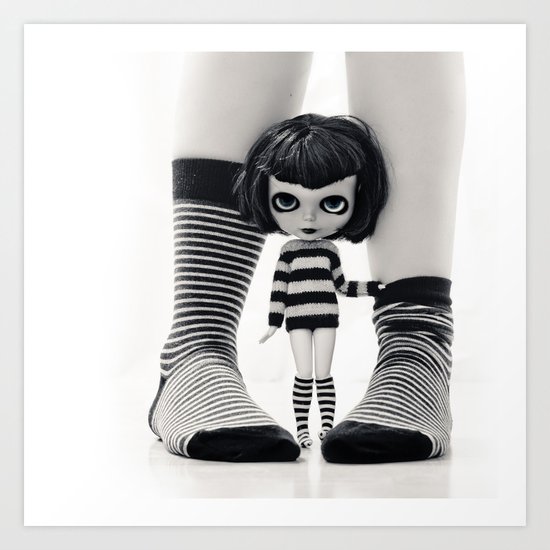 We love Socks in BW stripes Art Print