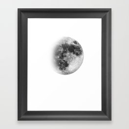 3/4 Moon | Waxing Gibbous | Watercolor Painting | Black and White | Illustration | Space Framed Art Print