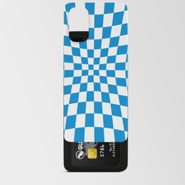 Blue Op Art Check or Checked Background. Android Card Case