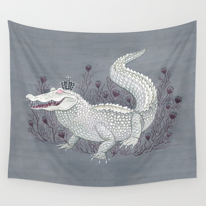 Albino Alligator Queen Wall Tapestry