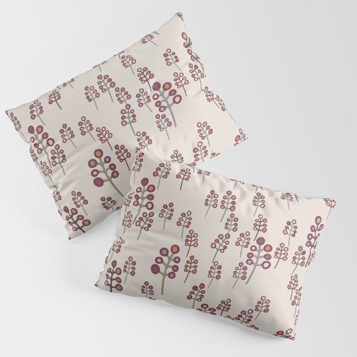 Red and tan hand drawn berries and branches Pillow Sham