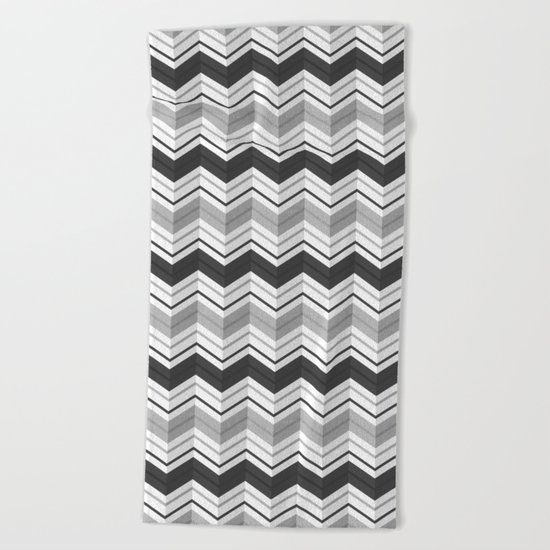 CHEVRON STRIPES - BLACK Beach Towel
