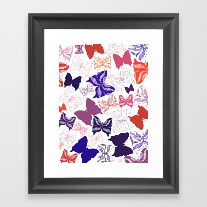 Aesthetic Butterfly Doodle Collage	 Framed Art Print