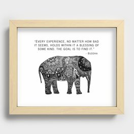Buddha Quote with Henna Elephant Recessed Framed Print