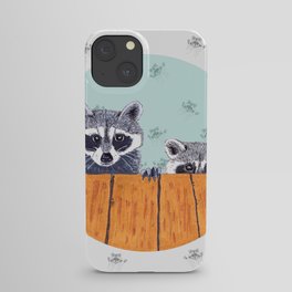 Peeking Raccoons #3 White Pallet iPhone Case