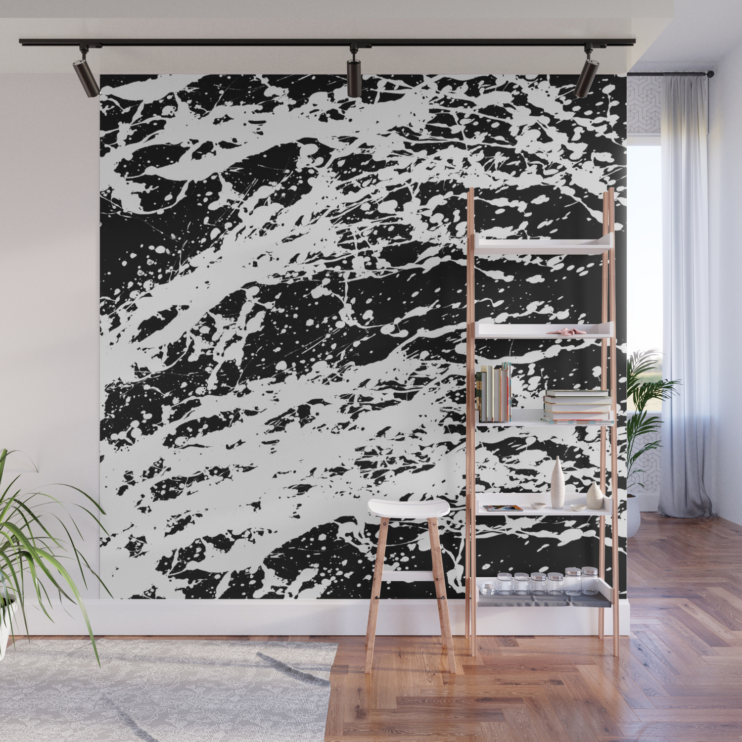 Black And White Paint Splatter Wall Mural By Textart Society6