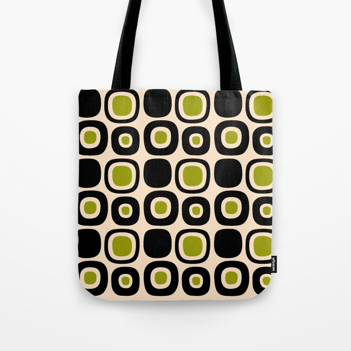 Mid Century Modern Decorating 336 Black Beige and Olive Tote Bag