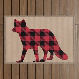 Rustic Plaid Fox Outdoor Rug