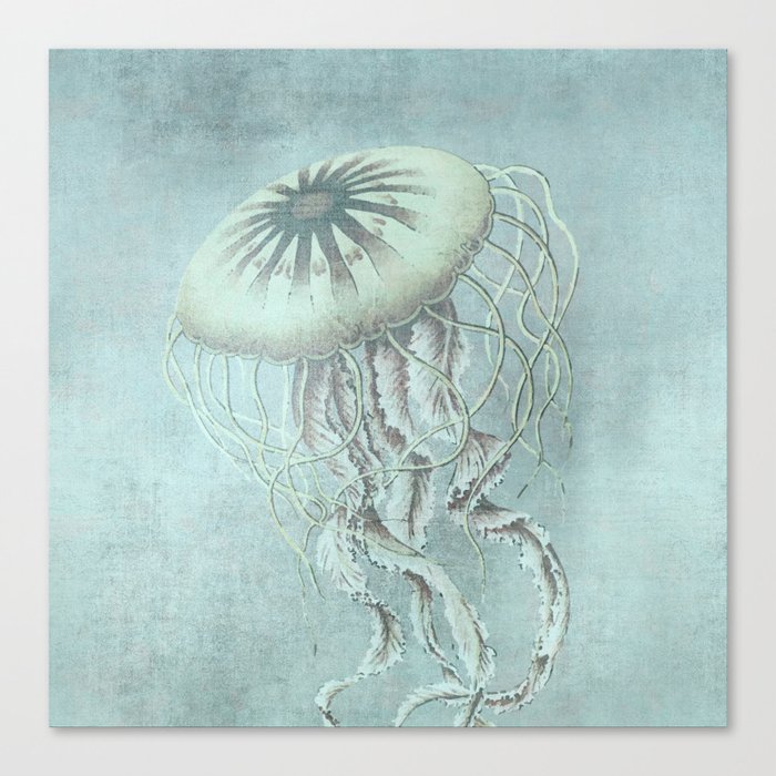 Jellyfish Underwater Aqua Turquoise Art Canvas Print