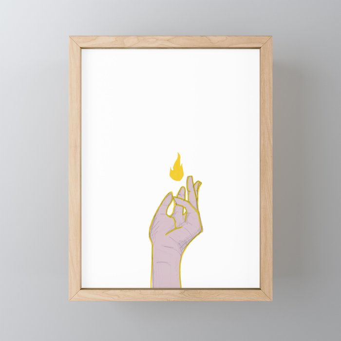 baby flame & the sorcerer's hand Framed Mini Art Print