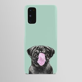 Bubble Gum Popped on Black Pug (3 in series of 3) Android Case