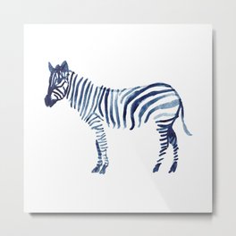 Zebra Metal Print | Classic, Painting, Simple, Blue, Art, Simpleart, Zebra, Wild, Summer, Watercolor 