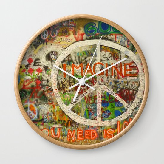 Peace Sign - Love - Graffiti Wall Clock