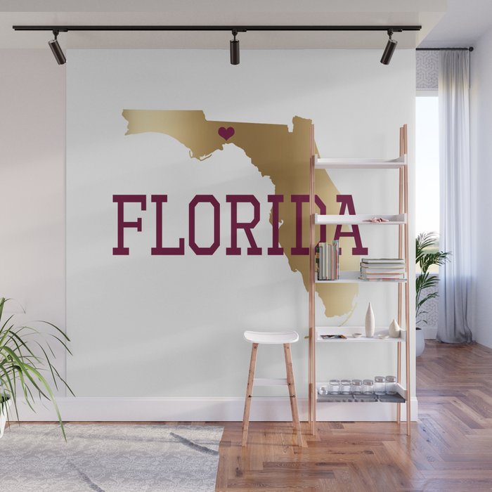 Florida Gold and Garnet with State Capital Typography Wall Mural