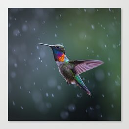 Hummingbirds in the rain Canvas Print