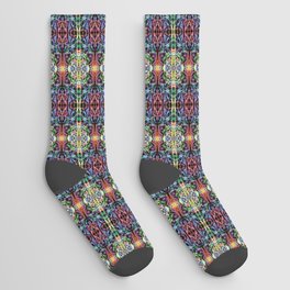 Liquid Light Series 78 ~ Rainbow Abstract Fractal Pattern Socks