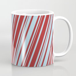 [ Thumbnail: Light Blue & Brown Colored Lines Pattern Coffee Mug ]