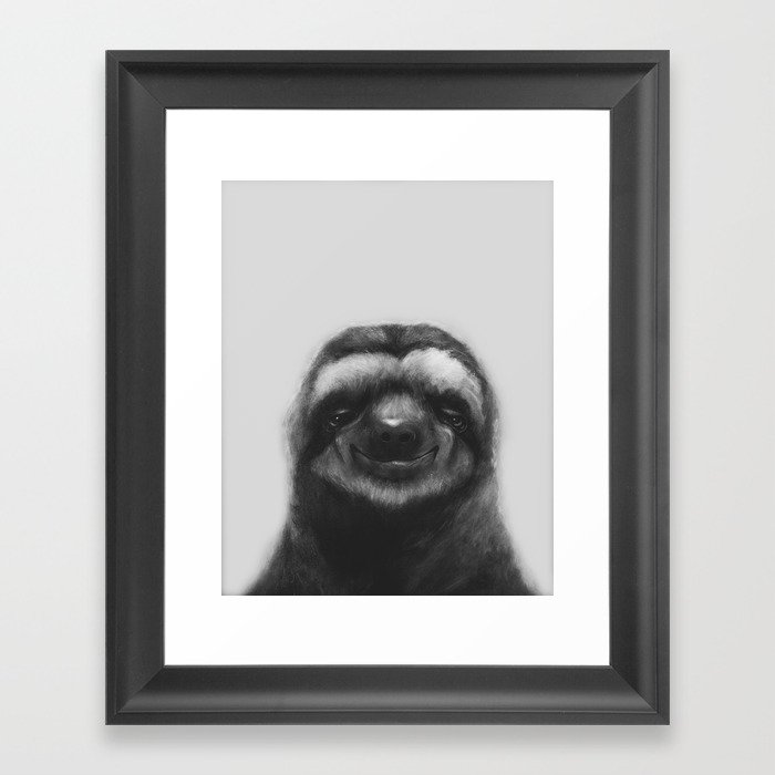 Sloth #1 (B&W) Framed Art Print