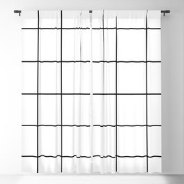 black grid on white background Blackout Curtain
