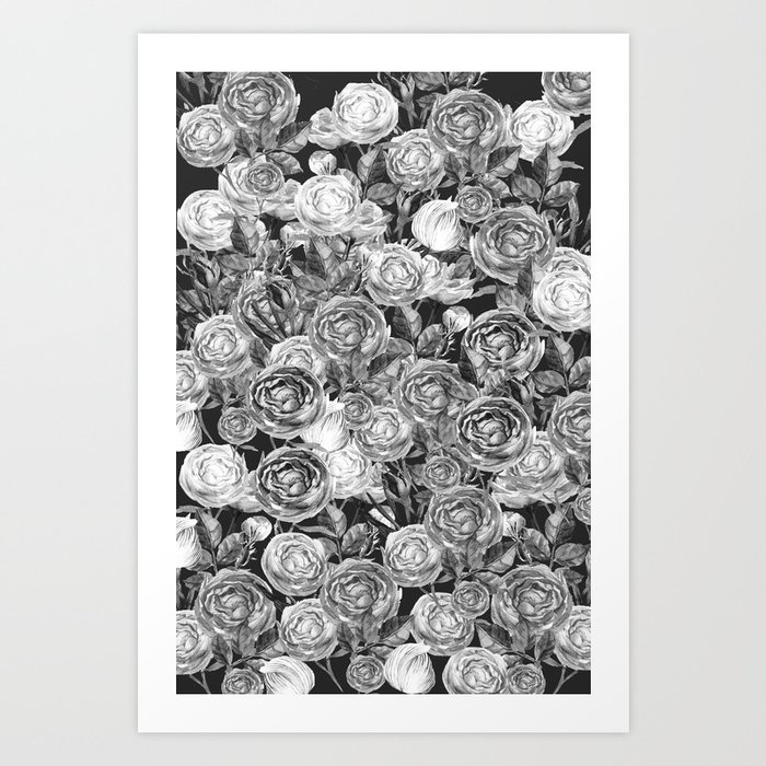 Vintage roses black and white art print Vintage roses black and white art print