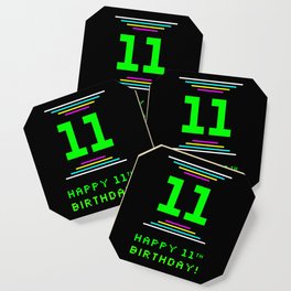 [ Thumbnail: 11th Birthday - Nerdy Geeky Pixelated 8-Bit Computing Graphics Inspired Look Coaster ]
