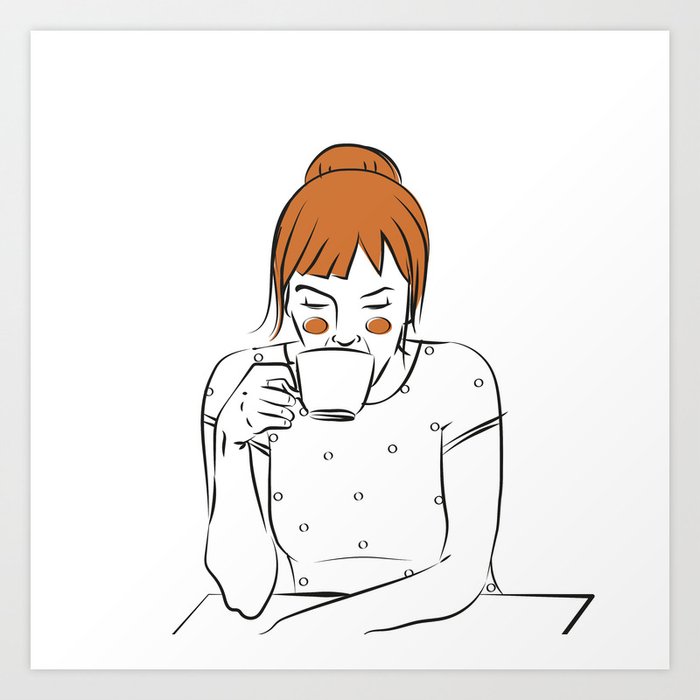 Girl & Coffee  Art Print
