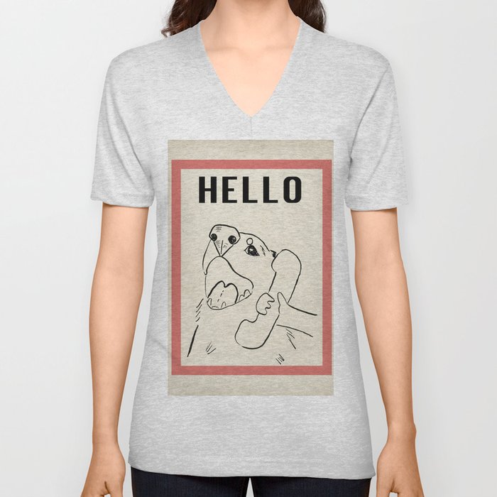 Hello V Neck T Shirt