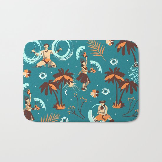 Hawaiian fire dancers Bath Mat