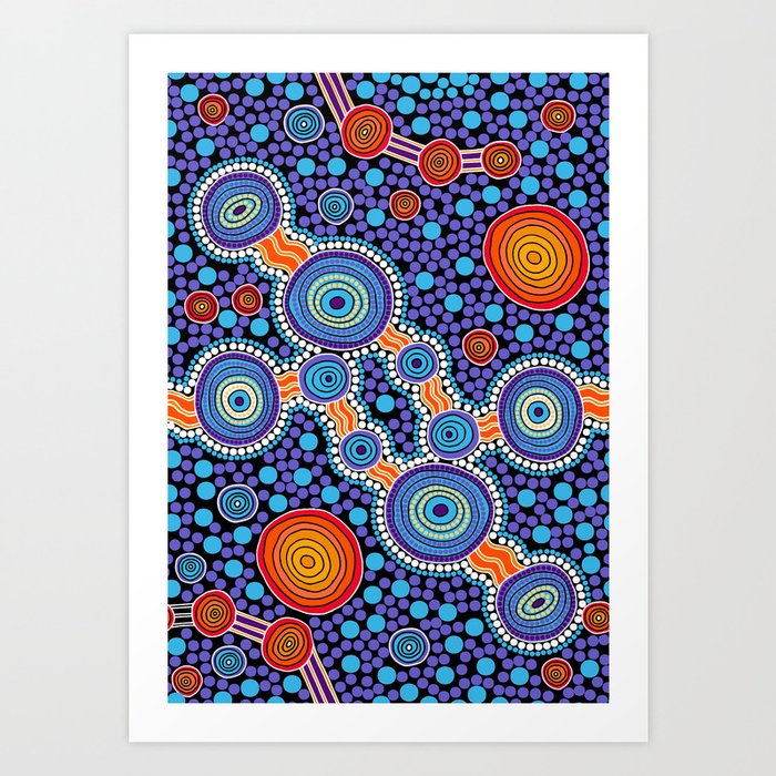 Authentic Aboriginal Art - The Journey Blue Art Print