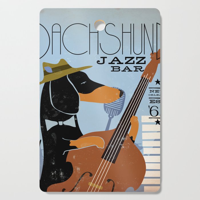 dachshund doxie wiener dog jazz music dog art musician  Cutting Board