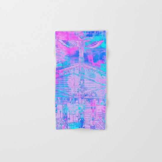 Totem Cabin Abstract - Hot Pink & Turquoise Hand & Bath Towel