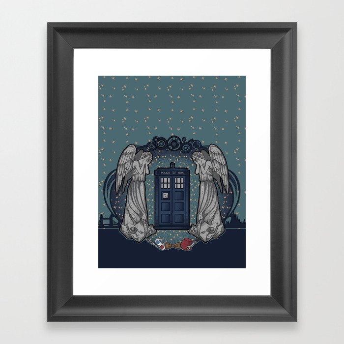 Art Nouveau Weeping Angels and the TARDIS Framed Art Print