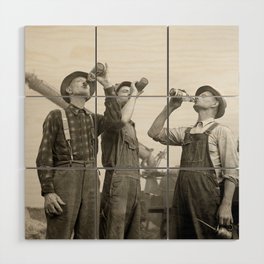 Farmers Drinking Beer, 1941. Vintage Photo Wood Wall Art