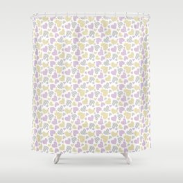 Whimsical Pink Yellow & Blue Hearts Shower Curtain