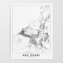 Abu Dhabi White Map Poster