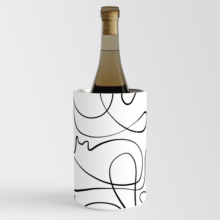 CAT Silhouette Line-Art in Black & White Wine Chiller