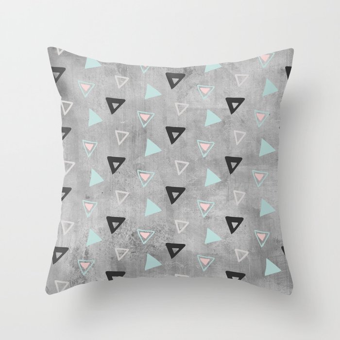 60ies - Black abstract triangle pattern on concrete - Mix&Match with Simplicty of life Throw Pillow