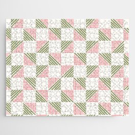 Abstract Shape Pattern 9 in Sage Green Dusty Pink Jigsaw Puzzle