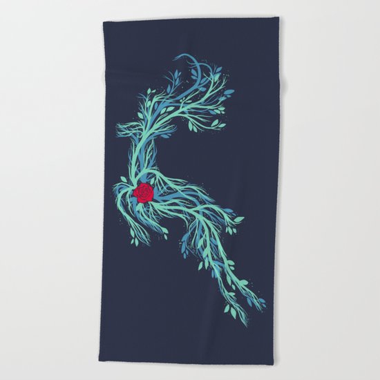 Spirit Vines (Dark Blue) Beach Towel