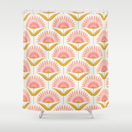 Mod Deco Flowers - Pink & Mustard Shower Curtain