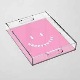 Happy Smiley Face - Pink Acrylic Tray
