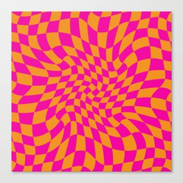 Warped Checks In Orange\Magenta Color Palette Canvas Print