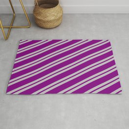 [ Thumbnail: Grey and Purple Colored Lined Pattern Rug ]
