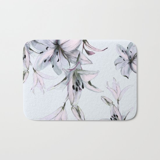 white lilies Bath Mat
